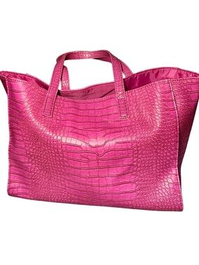 Hot Pink Croc Embossed Oversized Tote Bag w/ Large Felt Organizer Insert